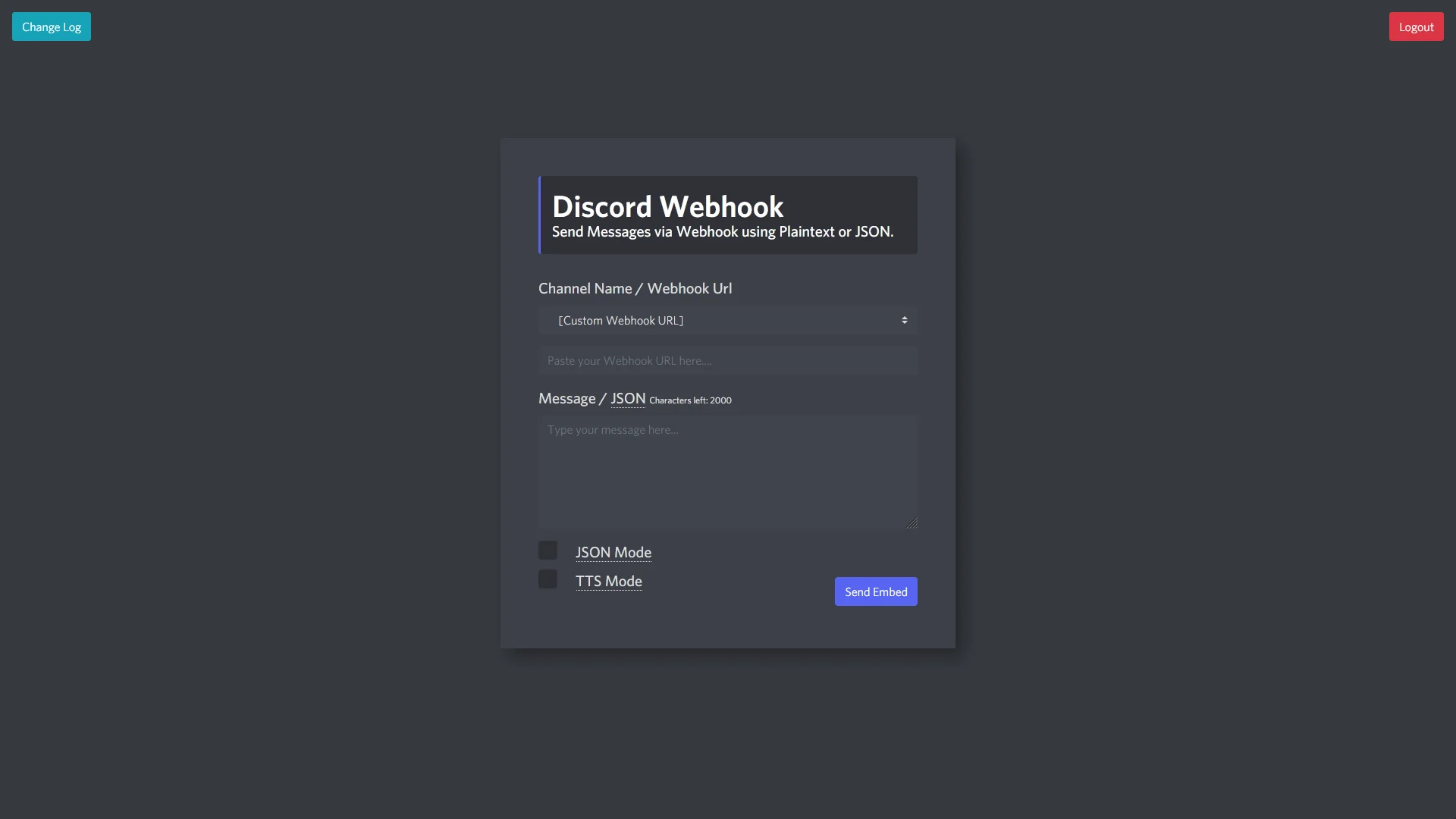 graphical user interface application for sending discord webhooks easily
